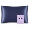 OLESILK 100% Mulberry Silk Toddler Pillowcase for Hair and Skin, Both Sides 19 Momme Pure Natural Silk Travel Pillow Cases with Hidden Zipper, 13"x 18", Navy view 1
