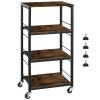 MOOACE Industrial Kitchen Rolling Cart with Wheels, 4-Tier Wood Cover Design Storage Snack Coffee Cart for Living Room, Bathroom, Office view 1
