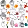 42Pcs Stainless Steel Gum Paste Flower Cutter Set Fondant Flower Cutter Gumpaste Flower Molds Sugarcraft Flower Making Tool for Wedding,Birthday Cake Decorating