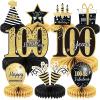 9 Pieces 100th Birthday decorations 100th birthday centerpieces for Tables Decorations Cheers to 100 Years Honeycomb Table Topper Happy 100 Birthday Decorations for Men and Woman Party Decor view 1