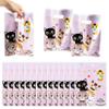 3sscha 50Pcs Cat Party Favor Bags Cute Kitten Themed Purple Waterproof Goodies Cookies Bag with Die Cut Handles Animals Pet Paw Glossy Plastic Gift Pack for Kid Birthday Party Decoration Supplies view 1