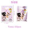 3sscha 50Pcs Cat Party Favor Bags Cute Kitten Themed Purple Waterproof Goodies Cookies Bag with Die Cut Handles Animals Pet Paw Glossy Plastic Gift Pack for Kid Birthday Party Decoration Supplies view 2