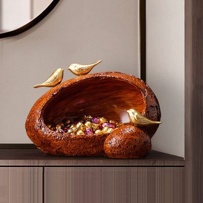 YXCKG Porch Ornaments,Bird's Nest Decorative Bird's Nest Storage Bowl Coin Bank Entrance Key Snack Holder,Home Desktop Ornament Decoration,Keys Phone Wallet Coin Jewelry Storage (Color : Red)