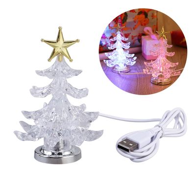 OSALADI Glowing Christmas Tree, RGB 7-Color Flashing Light, LED USB Table Mini Xmas Tree Light, Decorative Bedside Lamp Winter Decoration