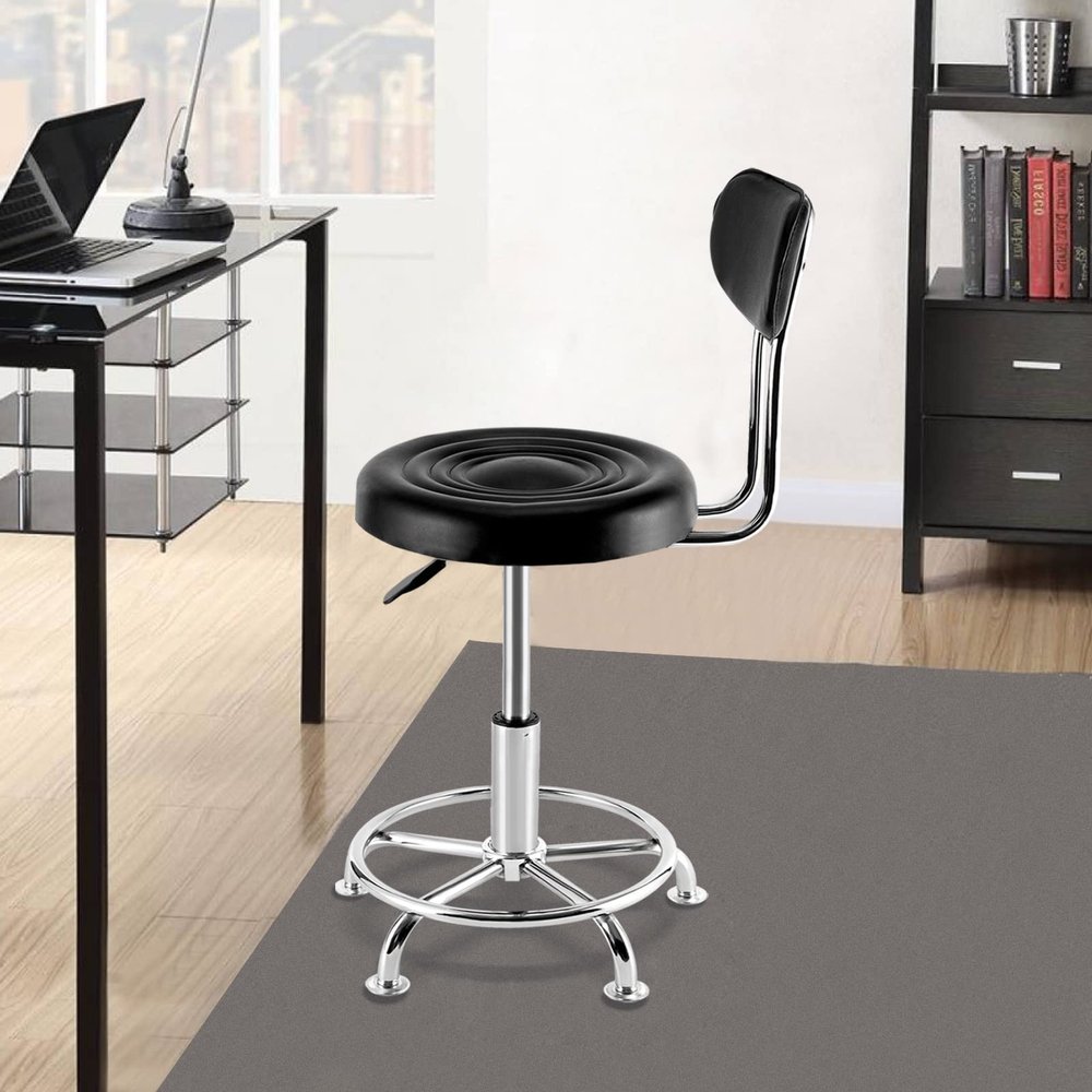 DNYSYSJ Adjustable Bar Stools with Backrest Black PU Leather Modern Swivel Hydraulic Bar Stool Office Chair Seat 16.5''-21'' Height Adjustable Counter Stools, 220 LB Load