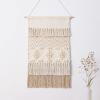 Dremisland Macrame Woven Wall Hanging Home Decor Bohemian Beige Geometric Wave Art Decor with Wool Ball and Tassle-Elegant Apartment Bedroom Dorm Room Door Decoration, 15.7" W x 22" L (Beige Wool Ball) view 1