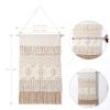 Dremisland Macrame Woven Wall Hanging Home Decor Bohemian Beige Geometric Wave Art Decor with Wool Ball and Tassle-Elegant Apartment Bedroom Dorm Room Door Decoration, 15.7" W x 22" L (Beige Wool Ball) view 3