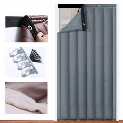 Insulated Door Curtains for Doorways Indoor, Home Winter Thermal Doorway Heavy Duty PU Soundproof Windproof Waterproof Warm Cold Protection Blanket Patio Living Room (Grey W80cm*H220cm/31. 5x86.5in)