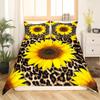 Castle Fairy Sunflowers Bedding Set Twin Size,Leopard Fur Print Duvet Cover for Kids Boys Bed Comforter Cover Set,Wildlife Animal Floral Bedding Quilt Cover Set Decorative 2 Pieces view 2