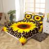 Castle Fairy Sunflowers Bedding Set Twin Size,Leopard Fur Print Duvet Cover for Kids Boys Bed Comforter Cover Set,Wildlife Animal Floral Bedding Quilt Cover Set Decorative 2 Pieces view 3