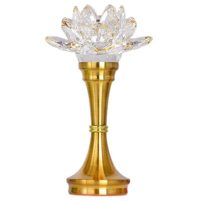 PAYNAN 1pc 16cm Tradition LED Buddha Lamp Crystal Lotus Lamp Household Buddhism Temple Supplies