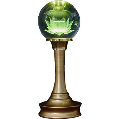 PAYNAN 1pairs 17cm Buddha Lamp Crystal LED Lotus Lamp Colorful God Wealth Lamp Buddhist Supplies