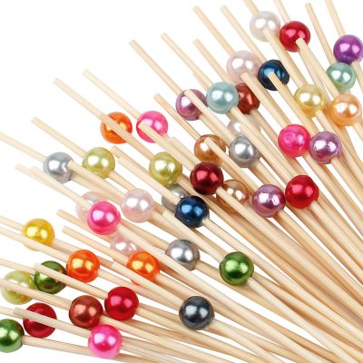 100 Pcs 4.7" Pearl Cocktail Picks, Long Fancy Toothpicks Appetizer Skewers
