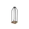 12.25" Black and Brown Handmade Lantern with Glass Tube Insert view 2