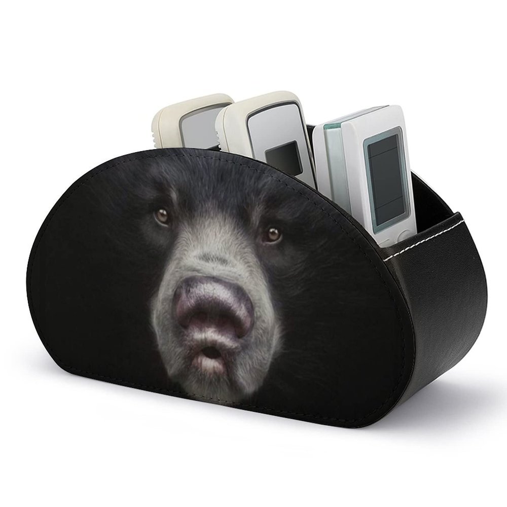 Black Bear TV Remote Control Holder Storage Organizer Box with 5 Compartments For Home Office Desktop
