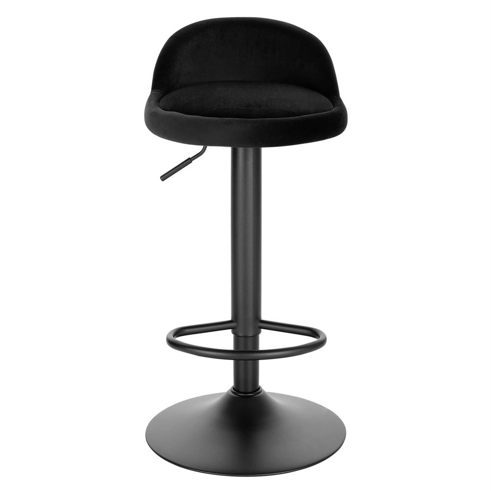 ZDXY Black Height-Adjustable Bar Stool, Counter Height Breakfast Stool, 61-82 cm Rotating Bar Stool, Easy to Assemble, Velvet Cloth Chrome-Plated High Stool, Kitchen, Dining Room