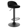 ZDXY Black Height-Adjustable Bar Stool, Counter Height Breakfast Stool, 61-82 cm Rotating Bar Stool, Easy to Assemble, Velvet Cloth Chrome-Plated High Stool, Kitchen, Dining Room view 3
