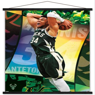 Trends International NBA Milwaukee Bucks - Giannis Antetokounmpo 21 Wall Poster, 22.37" x 34.00", Print and Black Hanger Bundle