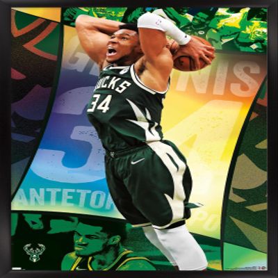 NBA Milwaukee Bucks - Giannis Antetokounmpo 21 Wall Poster, 22.4L" x 14.7W", Black Framed Version