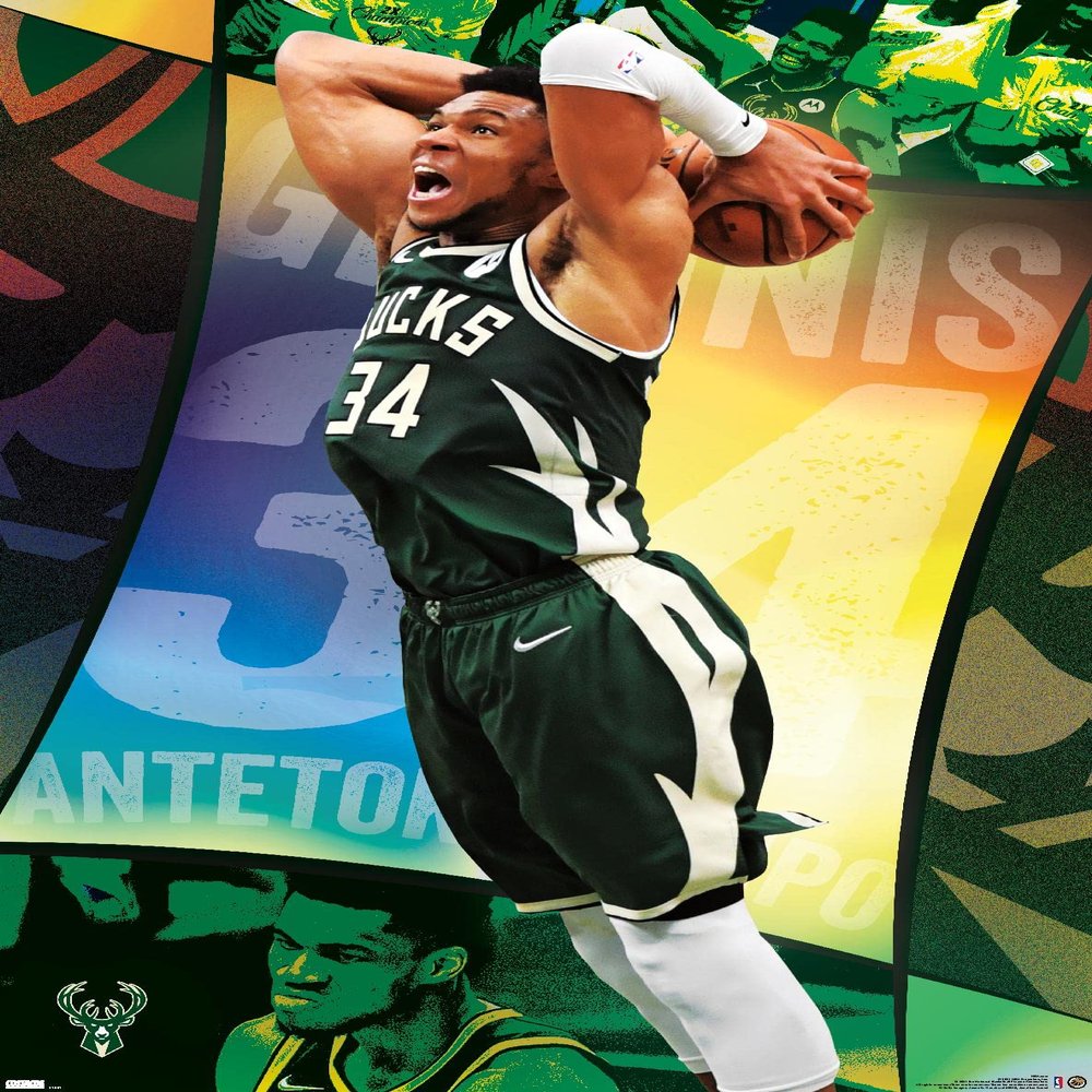 NBA Milwaukee Bucks - Giannis Antetokounmpo 21 Wall Poster, 34L" x 22.4W", Premium Unframed Version