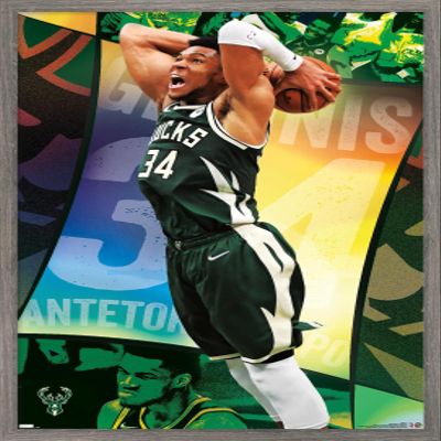 NBA Milwaukee Bucks - Giannis Antetokounmpo 21 Wall Poster, 22.4L" x 14.7W", Barnwood Framed Version
