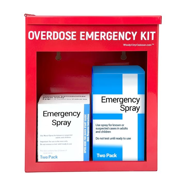 Overdose Emergency Kit Non-Locking Cabinet - High Visibility & Secure, 22 Gauge Steel, Wall Mountable with Acrylic Window, Break Hammer - Universal Capacity (Medication Not Included)