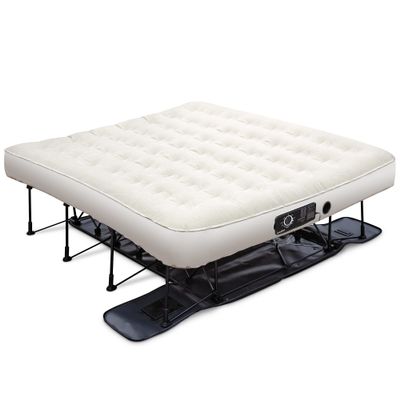 Ivation EZ-Bed (King) Air Mattress with Deflate Defender Technology Dual Auto Comfort Pump and Dual Layer Laminate Material - AirBed Frame & Rolling Case for Guest, Travel, Vacation, Camping