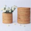 DRSFF Rattan Trash Can Round Living Room Bathroom Storage Bucket Desktop Cylinder Waste Paper Basket Nordic Natural Wastebasket Bedroom Household Light Luxury Garbage Bin (Size : 2020cm) view 3