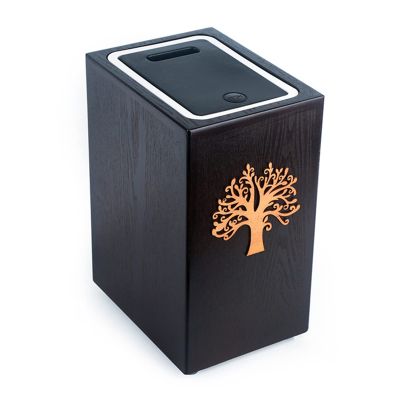 DRSFF Rubbish Bin with Lid Chinese Style Black Walnut Trash Can 8 Litre Push Type Solid Wood Garbage Container Recycling Garbage Kitchen Eco Waste Dustbin