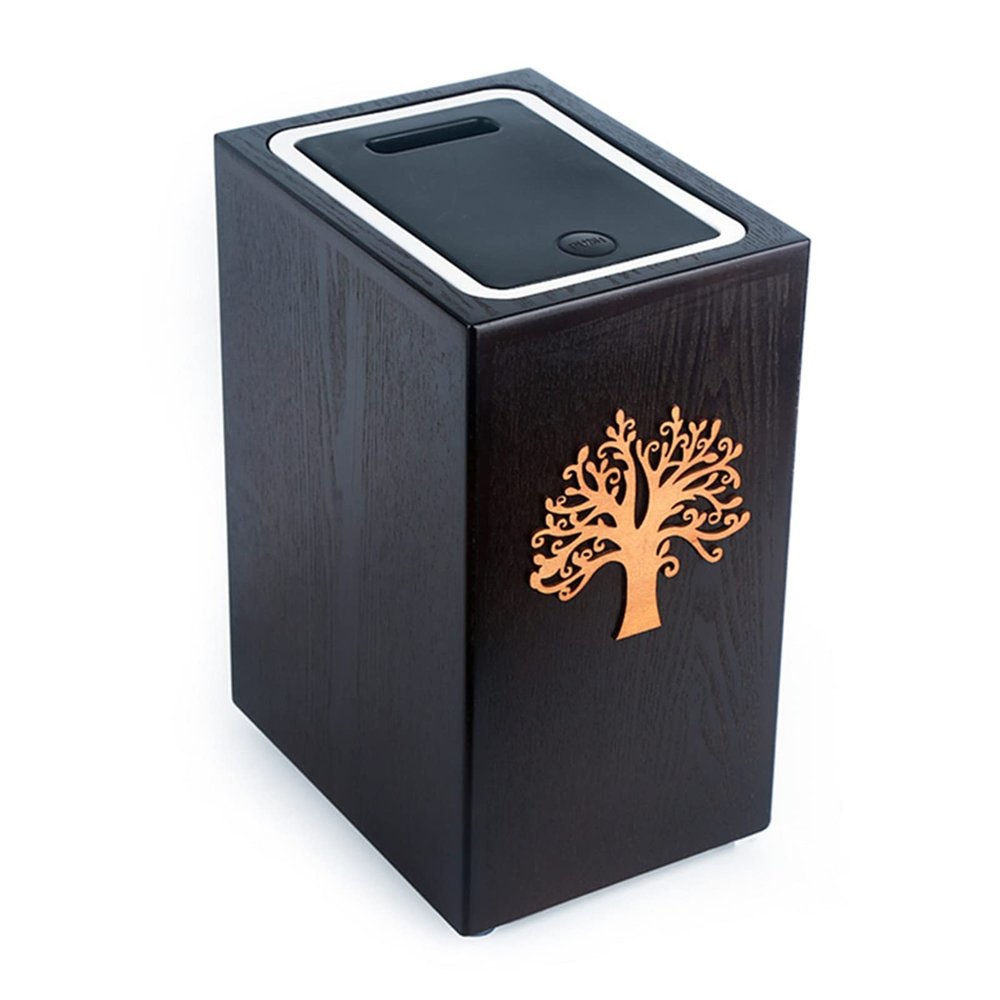 DRSFF Rubbish Bin with Lid Chinese Style Black Walnut Trash Can 8 Litre Push Type Solid Wood Garbage Container Recycling Garbage Kitchen Eco Waste Dustbin