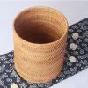 DRSFF Rattan Trash Can Round Living Room Bathroom Storage Bucket Desktop Cylinder Waste Paper Basket Nordic Natural Wastebasket Bedroom Household Light Luxury Garbage Bin (Size : 26 * 30cm) view 1