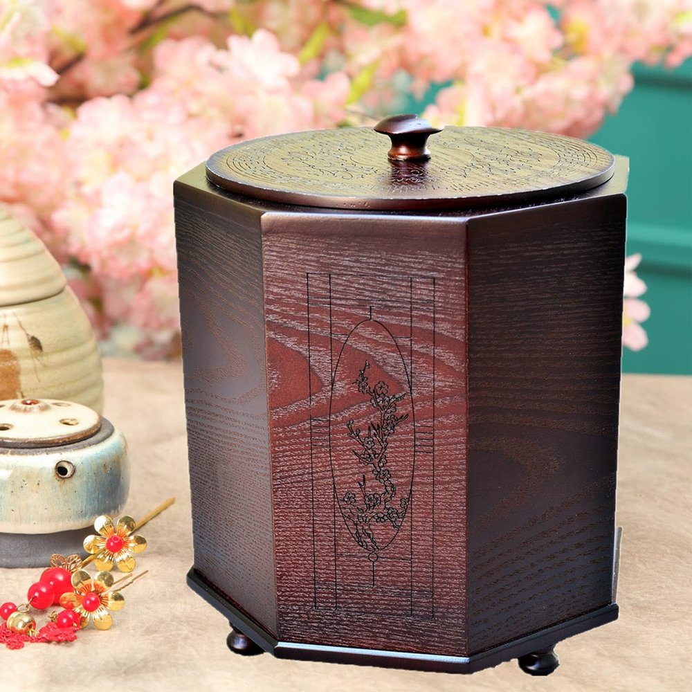 DRSFF Wooden Trash Can, Study Office Garbage Can with Lid Storage Bucket Retro Large Home Chinese Style Wastebasket for Bathroom Kitchen Bedroom 5L/8L (Size : 28cm*36cm)