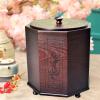 DRSFF Wooden Trash Can, Study Office Garbage Can with Lid Storage Bucket Retro Large Home Chinese Style Wastebasket for Bathroom Kitchen Bedroom 5L/8L (Size : 28cm*36cm) view 1