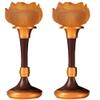 PAYNAN 1pairs 15cm Glass Colored LED Lotus Lamp Buddha Lamp Household Light Buddhist Supplies view 1
