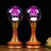 PAYNAN 1pairs 19cm LED Colorful Crystal Lotus Lamp Buddha Lamp Lucky God Wealth Buddhist Supplies view 2