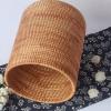 DRSFF Round Wastebasket Natural Rattan Storage Bucket Trash Can Cylinder Desktop Waste Paper Basket Nordic Living Room Bathroom Bedroom Household Light Luxury (Size : 26 * 30cm) view 1