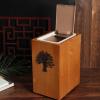 DRSFF Trash Can with Lid, Chinese Style Solid Wood Garbage Bin Household Living Room Bedroom Hotel 8 Litre Creative Push Type Wastebasket Kitchen Dustbin view 1