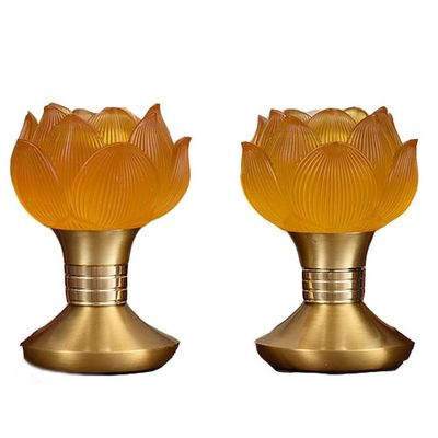 PAYNAN 1pairs 12.5cm Crystal LED Buddha Lamp Lotus Lamp Household Buddha Hall Buddhist Supplies