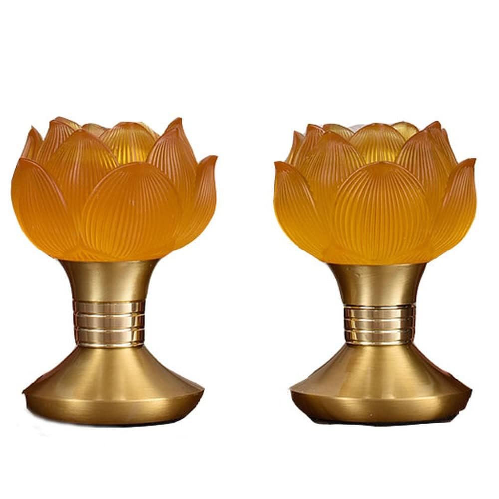 PAYNAN 1pairs 12.5cm Crystal LED Buddha Lamp Lotus Lamp Household Buddha Hall Buddhist Supplies