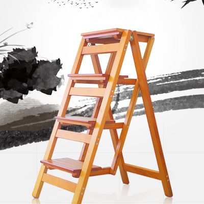 LHYZF Folding 4 Steps Ladder, Household Stepladder Climb Stool for Home and Library Loft Ladder Shelving Portable Sturdy Shoe Bench Stepladders