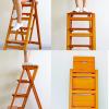 LHYZF Folding 4 Steps Ladder, Household Stepladder Climb Stool for Home and Library Loft Ladder Shelving Portable Sturdy Shoe Bench Stepladders view 3