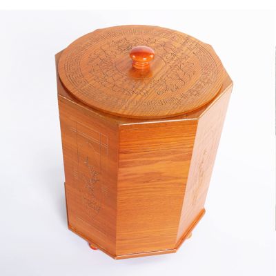 DRSFF Retro Rubbish Recycling Bin, Wooden Antique Color Trash Can with Lid Home Bathroom Office Study Storage Bucket Kitchen Hotel Large Wastebasket  5L/8L (Size : 24cm*28cm)