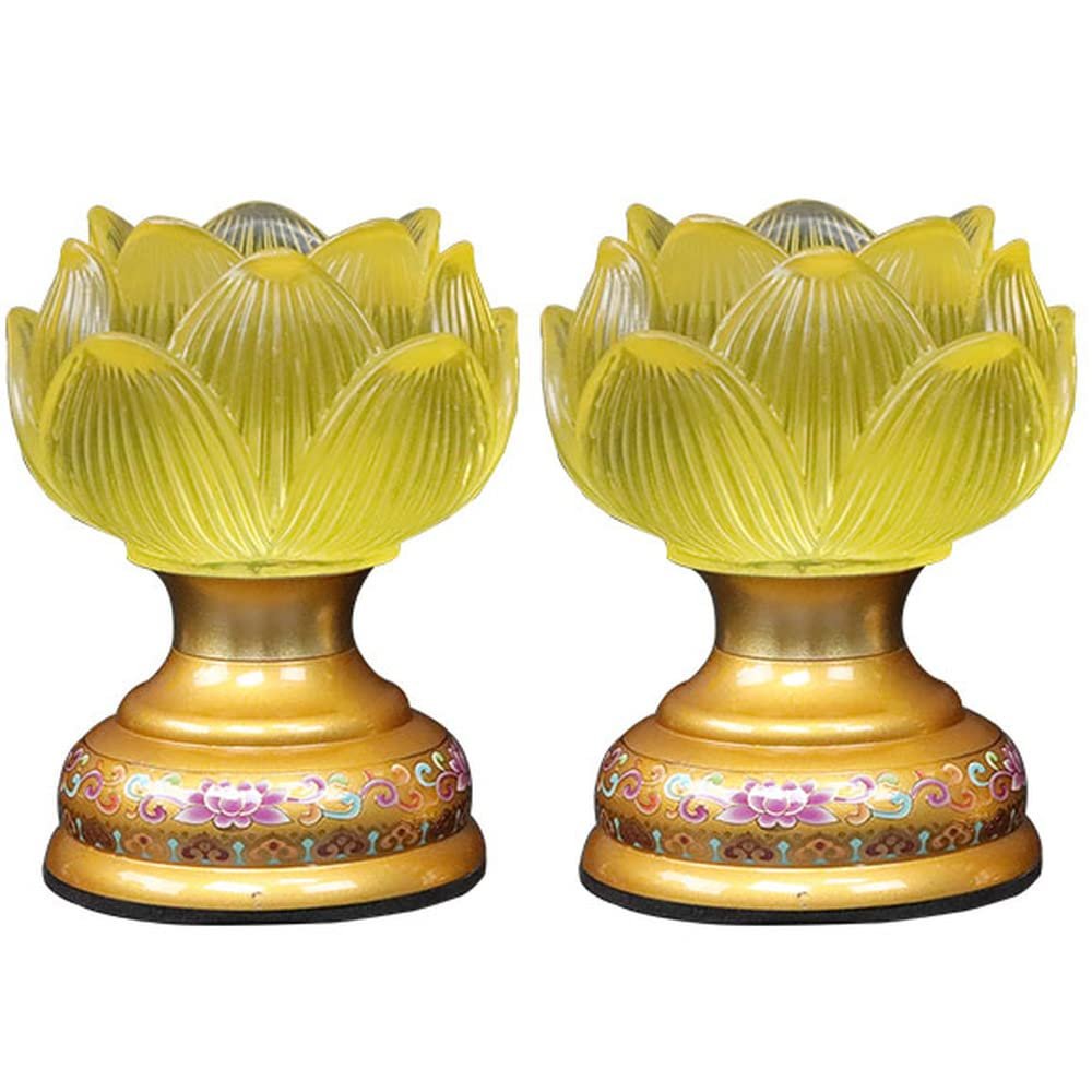 PAYNAN 1pairs 11.7cm LED Lotus Lamp Buddha Lamp Household Buddha Hall Buddhist Supplies