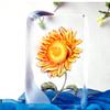 ACEVER Crystal Sculpture Etched Figurine, Cast Crystal Engraved and Sandblasted Motif Flowers, Home Desktop Decor (Golden Sunflower) view 1