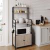 Yaheetech 4-Tier Kitchen Bakers Rack with Storage Cabinet and Hutch, Microwave Oven Stand Coffee Bar Pantry Cabinet with 8 S Hooks, Freestanding Kitchen Shelves Spice Rack, Gray view 1