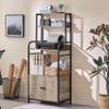 Yaheetech 4-Tier Kitchen Bakers Rack with Storage Cabinet and Hutch, Microwave Oven Stand Coffee Bar Pantry Cabinet with 8 S Hooks, Freestanding Kitchen Shelves Spice Rack, Gray view 3