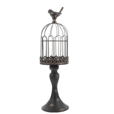 VOSAREA Desk Topper Vintage Bird Cage Decorative Candle Lantern Decorative Candle Holders Tabletop Wedding Centerpiece Fireplace Mantel Decor for Holiday Decor Black Fireplace Decor