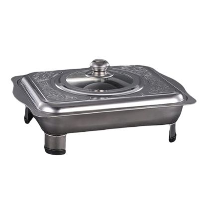 Cabilock Large Serving Tray with Cover Stainless Steel Plate Food Holder for Buffet and Party