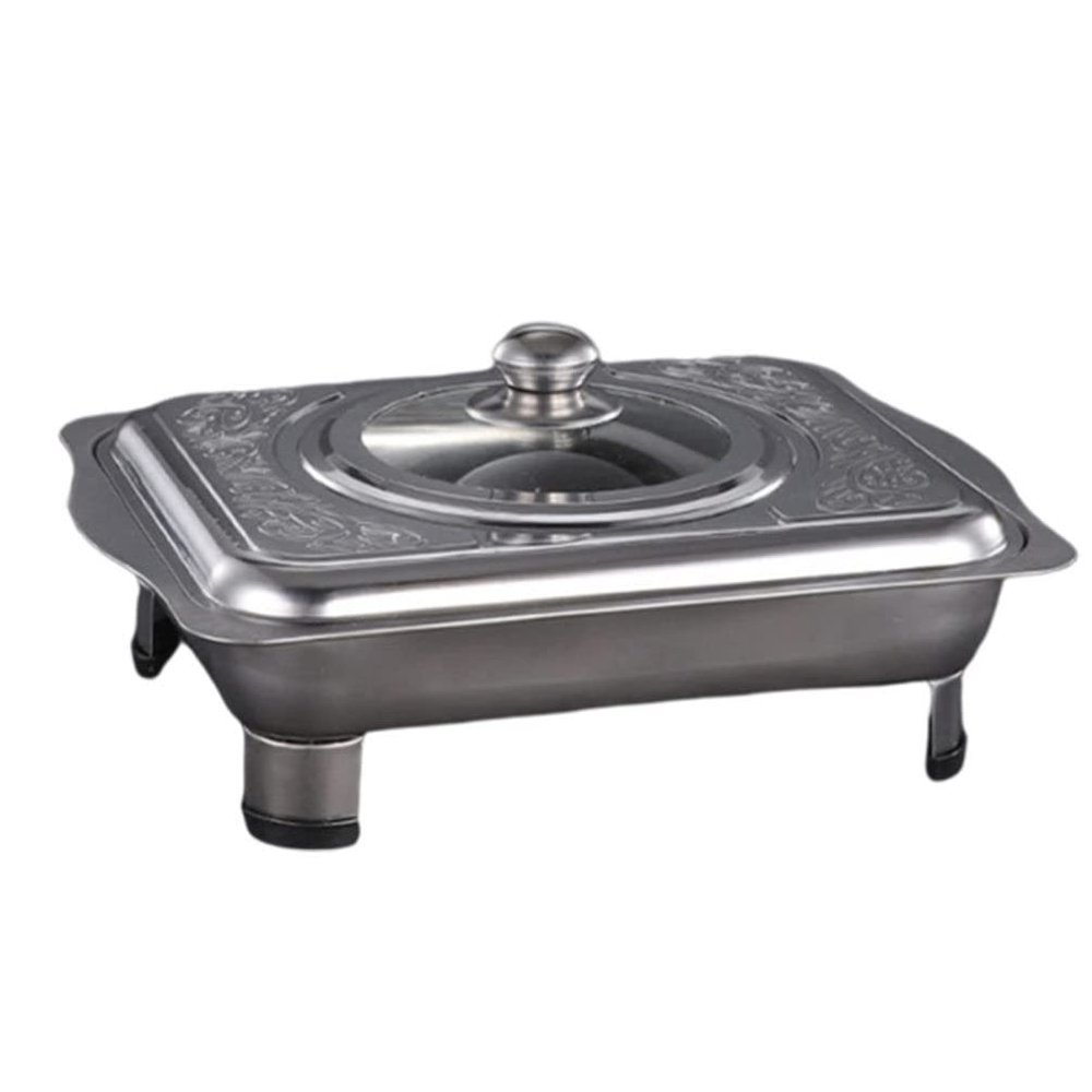 Cabilock Large Serving Tray with Cover Stainless Steel Plate Food Holder for Buffet and Party