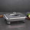 Cabilock Large Serving Tray with Cover Stainless Steel Plate Food Holder for Buffet and Party view 4